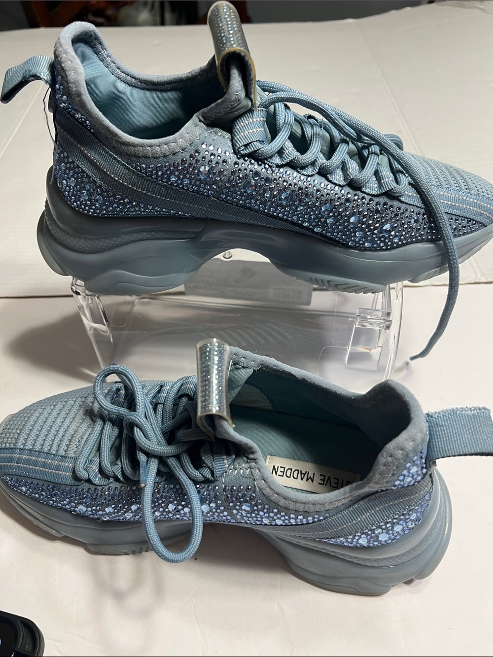 Steve Madden Powder Blue Crystal-Embellished Chunky Sneakers